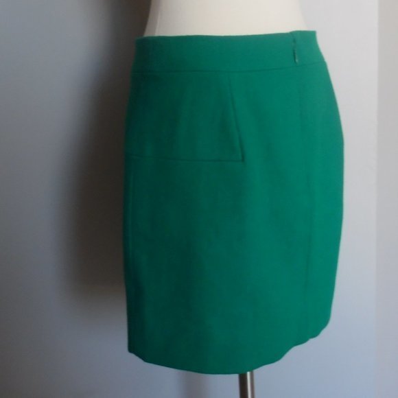 J Crew Bright Kelly Green Emerald Classic Mini Work Casual Wool Skirt 14275 Smal - Picture 5 of 7